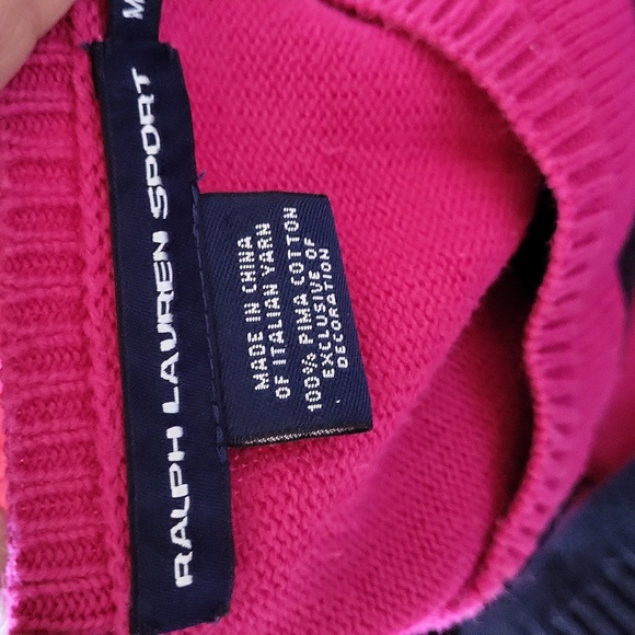 Y2K Ralph Lauren Fuchsia and Navy Striped Sweater - Picture 6 of 6